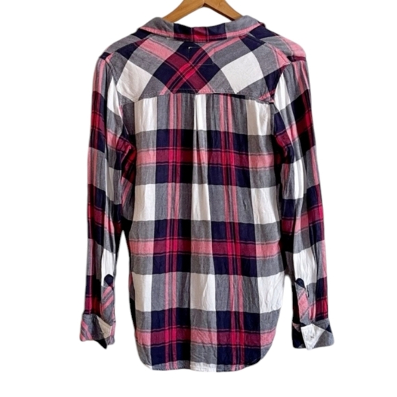 Rails Hunter White Blush Plaid Flannel Button Down Shirt Womens - Picture 6 of 7